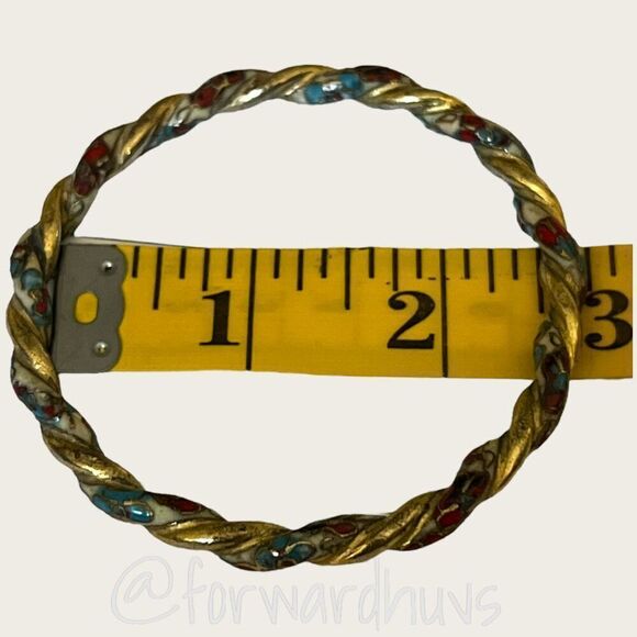Vintage Unique Cloisonné Twisted Bangle Bracelet - Picture 11 of 12